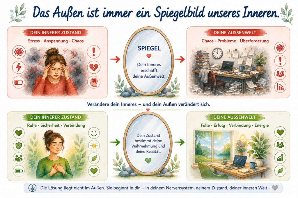 Unsere Außenwelt ist ein Spiegel unseres inneren Zustandes. außen ist spiegelbild des inneren